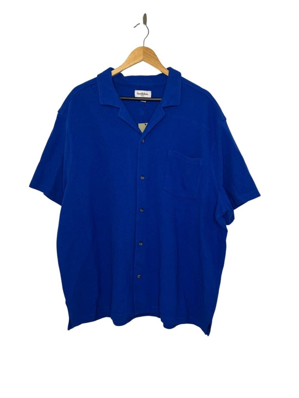 NWT Woven Men's Full Button Camp Shirt - Goodfellow & Co Blue XXL